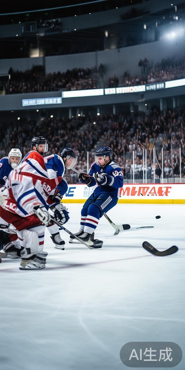 在一场激烈的冰球比赛中，最令人振奋的莫过于那些出其
